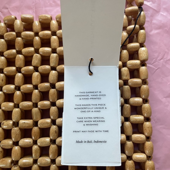 Anthropologie Faithfull the Brand NWT Bag Beaded Clutch Bag Natural Wooden $119 - Picture 9 of 14